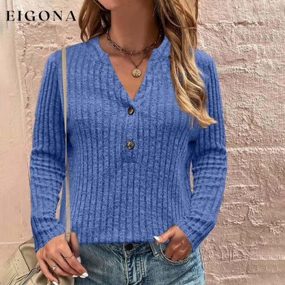 Casual Solid Color Blouse Blue best Best Sellings clothes Plus Size Sale tops Topseller