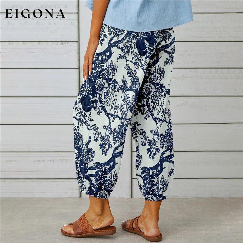 【Cotton And Linen】Vintage Printed Trousers best Best Sellings bottoms clothes Cotton And Linen pants Plus Size Sale Topseller