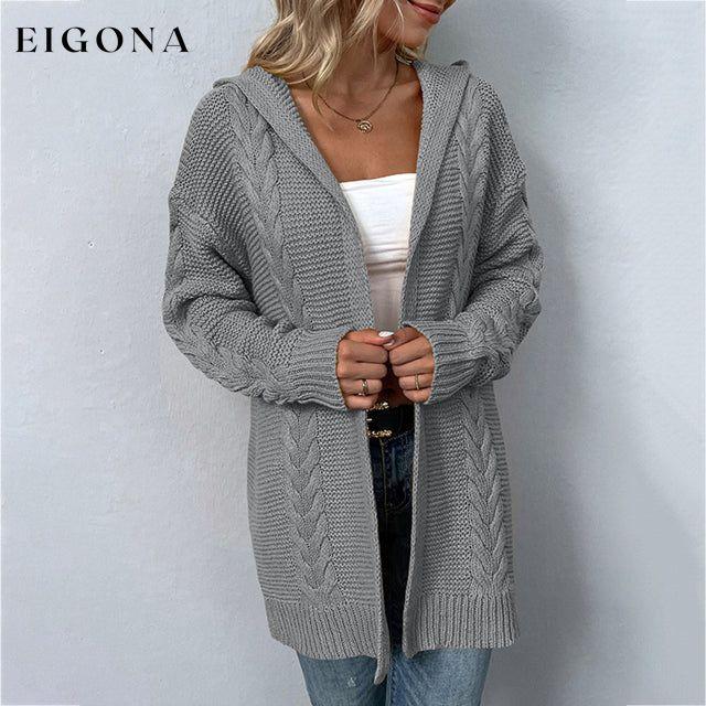 Casual Hooded Knitted Cardigan Gray best Best Sellings cardigan cardigans clothes Sale tops Topseller
