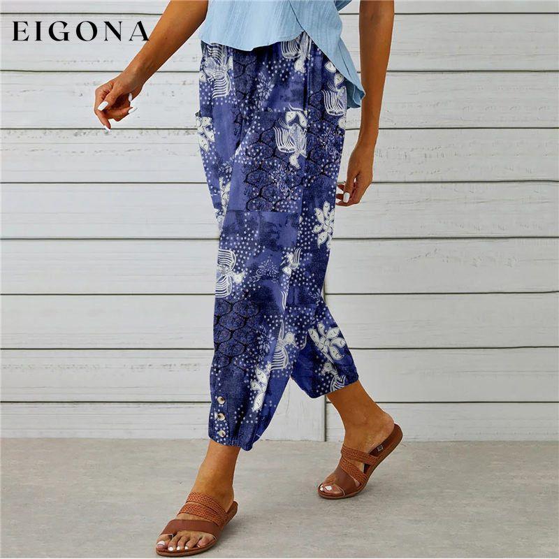 【Cotton And Linen】Vintage Printed Trousers best Best Sellings bottoms clothes Cotton And Linen pants Plus Size Sale Topseller