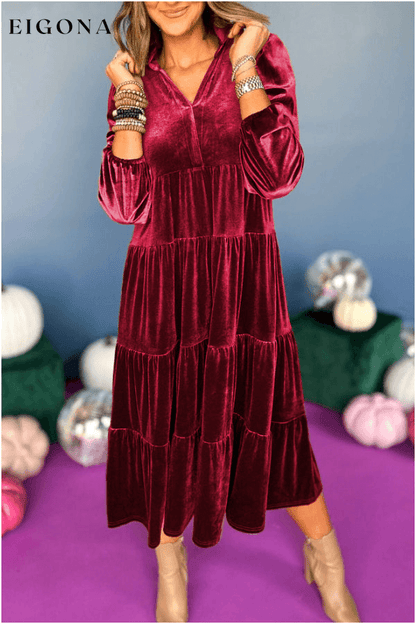 Long-sleeved velvet dress red 2023 f/w 23BF casual dress spring