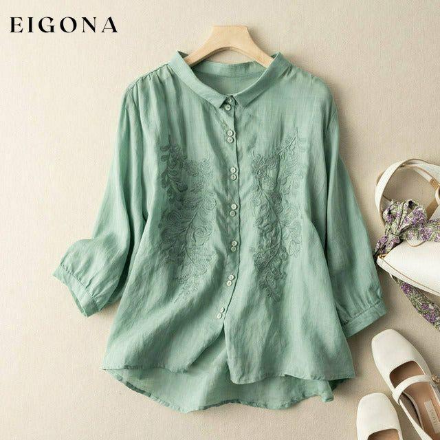 Leaf Embroidery Casual Blouse best Best Sellings clothes Plus Size Sale tops Topseller