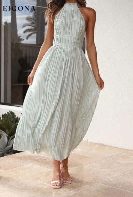 New style fashionable fresh off-shoulder halterneck strappy personalized backless long dress Pale green clothes dress dresses long sleeve dresses maxi dress