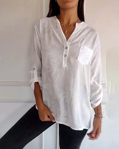 Patchwork-Top mit Pailletten und Blättermuster