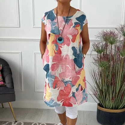 Colorful floral print casual long top