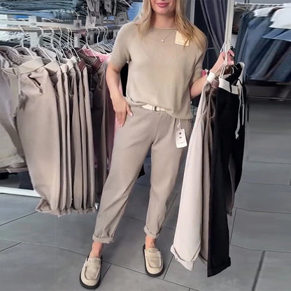 Einfarbige, lässige, gerade Hose