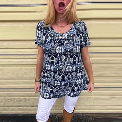 Lässiges Retro-T-Shirt mit Rundhalsausschnitt und Aufdruck