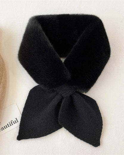 Fashionable Knitted Patchwork Fur Scarf