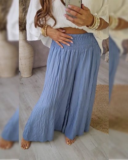 Pleated Relaxed Straight Leg Pants