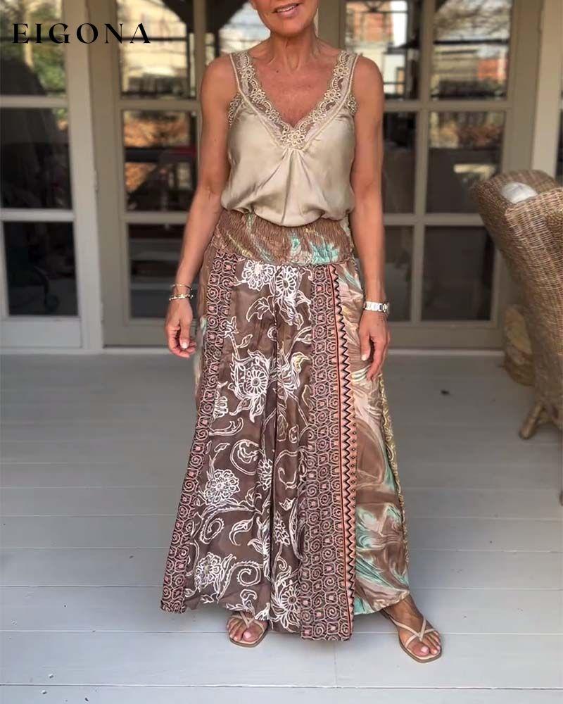 Casual Print Wide Leg Pants pants summer