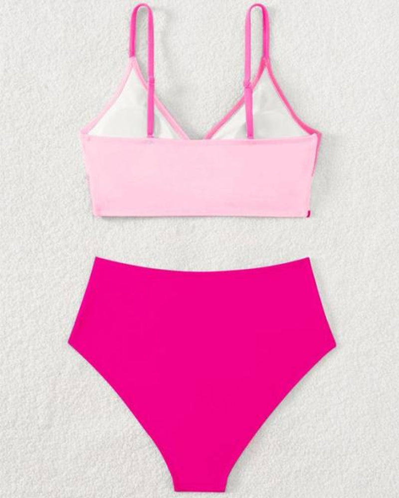 Sexy zweiteiliger Badeanzug im Farbblockdesign