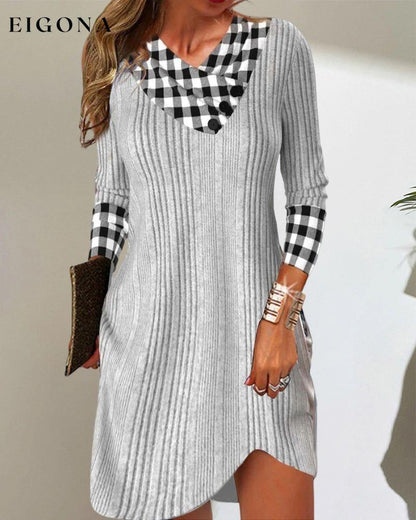 V-neck Color Block Casual Dress 2023 f/w 23BF casual dresses Clothes Dresses spring