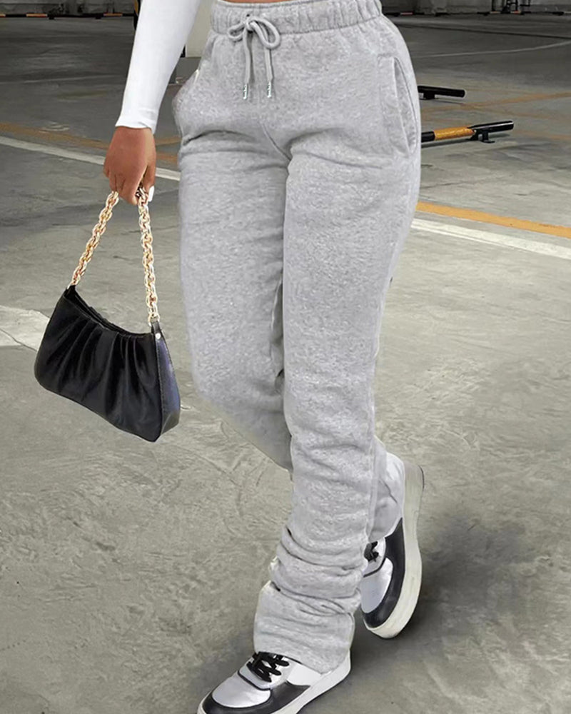 Solid color drawstring sweatpants 2024 f/w pants