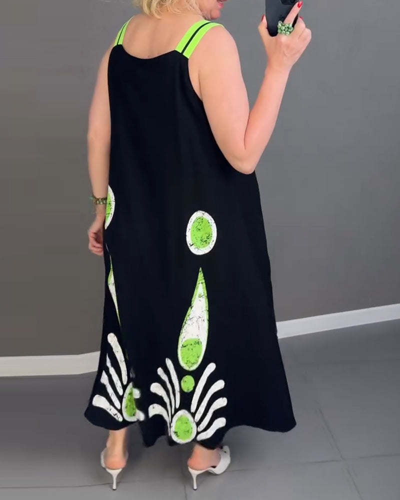 Bedrucktes Kleid mit lockeren Trägern