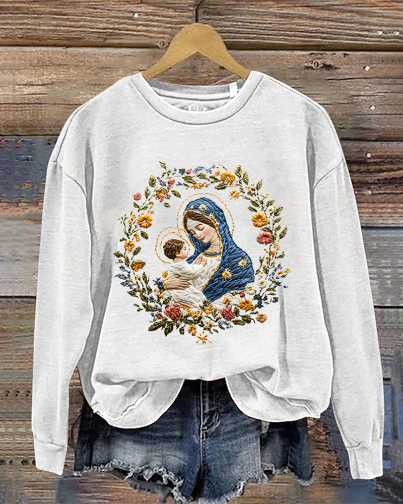 Mother and child floral print crew neck sweatshirt 2024 f/w sweatshirts thanksgiving