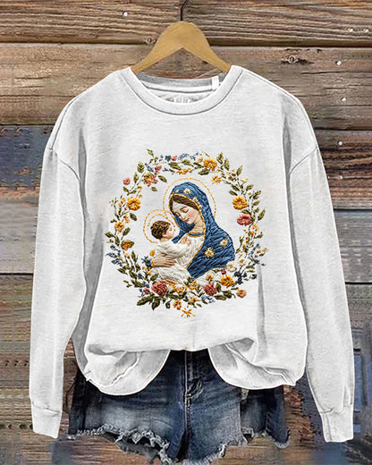 Mother and child floral print crew neck sweatshirt 2024 f/w sweatshirts thanksgiving