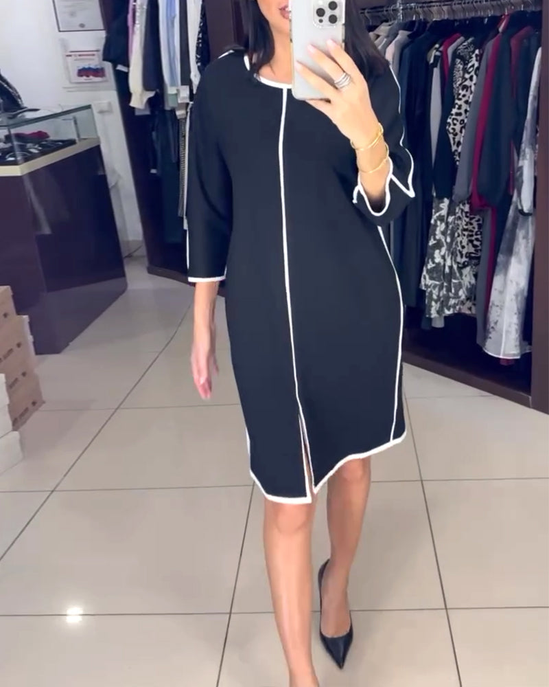 Loose Black and White Contrast Shift Dress 2024 f/w casual dresses spring