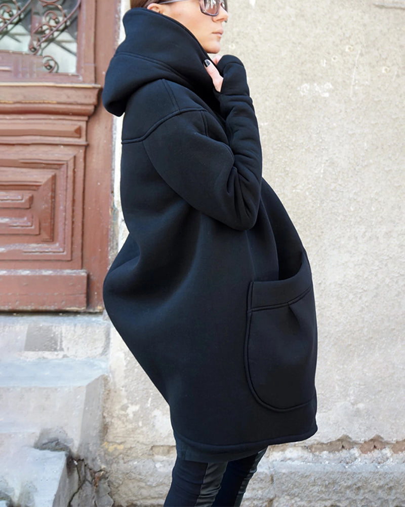 Mittellanger Mantel mit Reißverschluss und großen Taschen