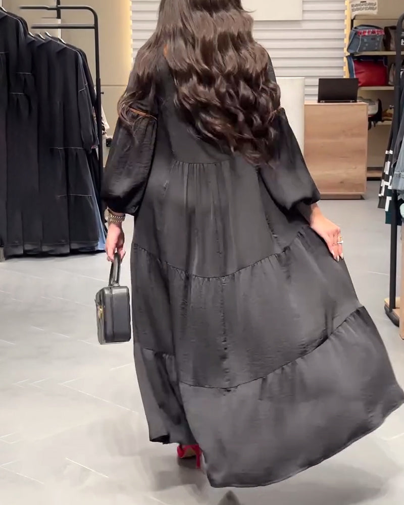 Langes Freizeitkleid in Kontrastfarbe