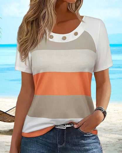 Casual Striped Short-Sleeved T-Shirt
