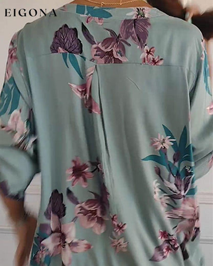 Half Sleeve V-Neck Floral Top blouses & shirts spring summer