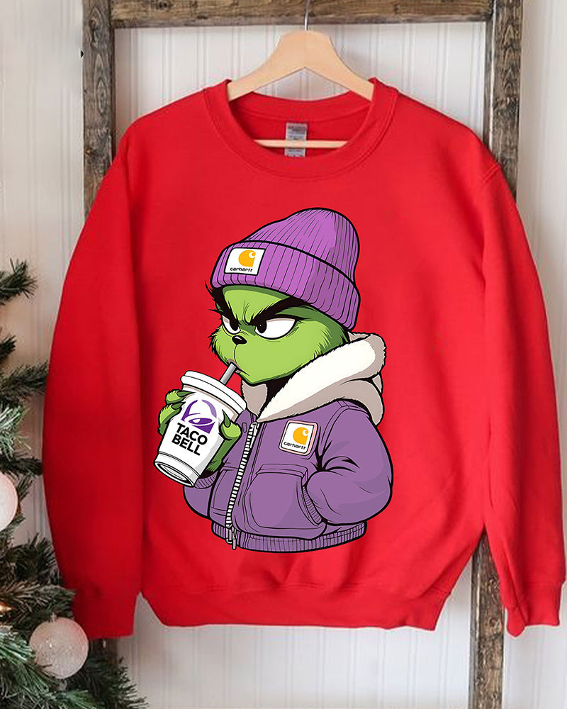 The Ginch Drink Taco Bell Sweatshirt 2024 f/w christmas grinch sweatshirts