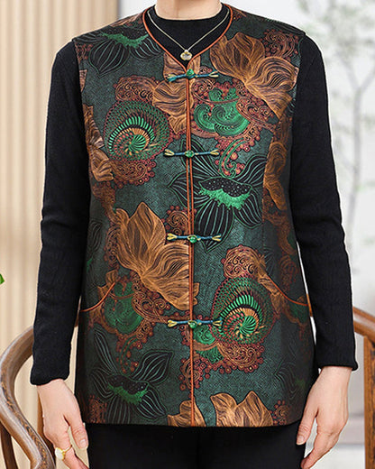 Retro-Chic Oriental Floral Embroidery Vest