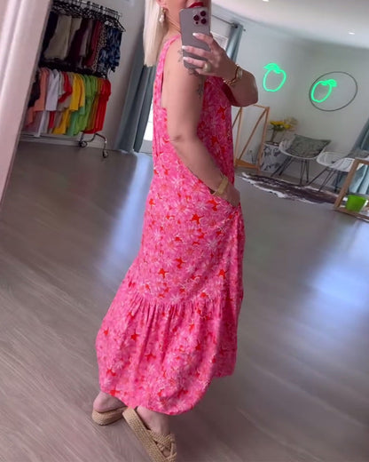 Trägerloses Kleid mit Print und quadratischem Ausschnitt