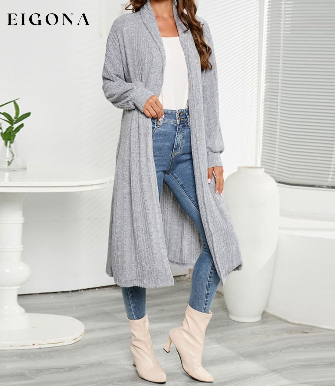 Open Front Long Sleeve Duster Cardigan cardigan CATHSNNA clothes Ship From Overseas Shipping Delay 09/29/2023 - 10/03/2023
