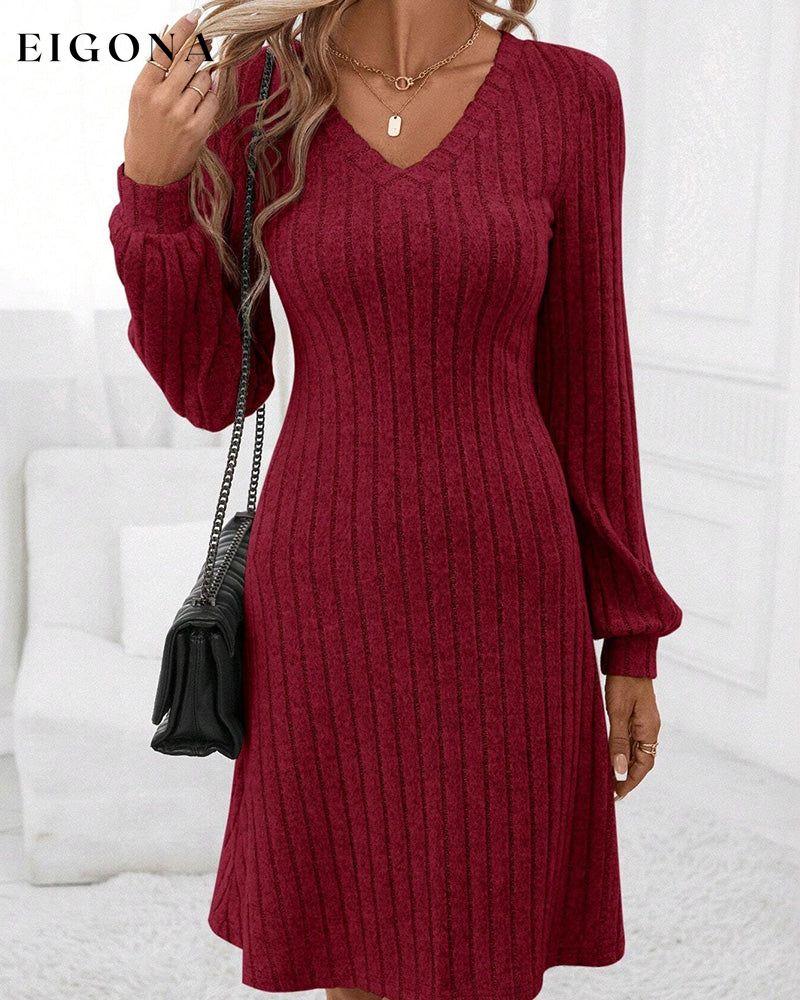 V-neck ribbed solid color dress 2023 f/w 23BF casual dresses Clothes Dresses spring