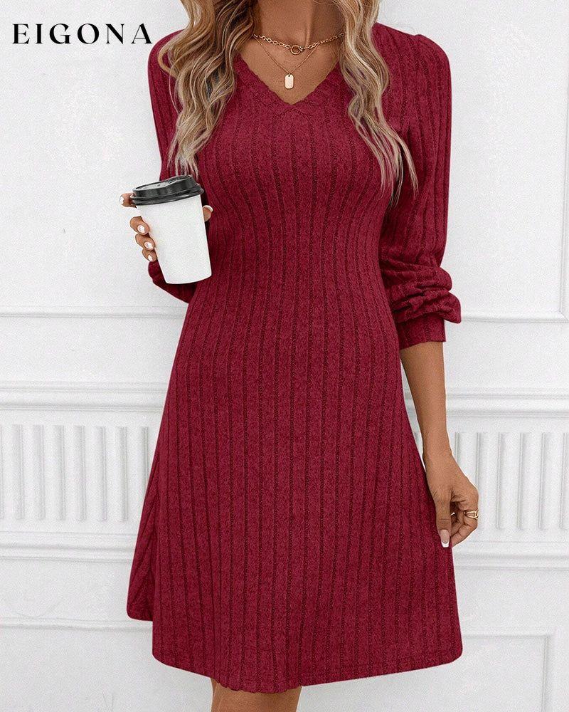 V-neck ribbed solid color dress 2023 f/w 23BF casual dresses Clothes Dresses spring