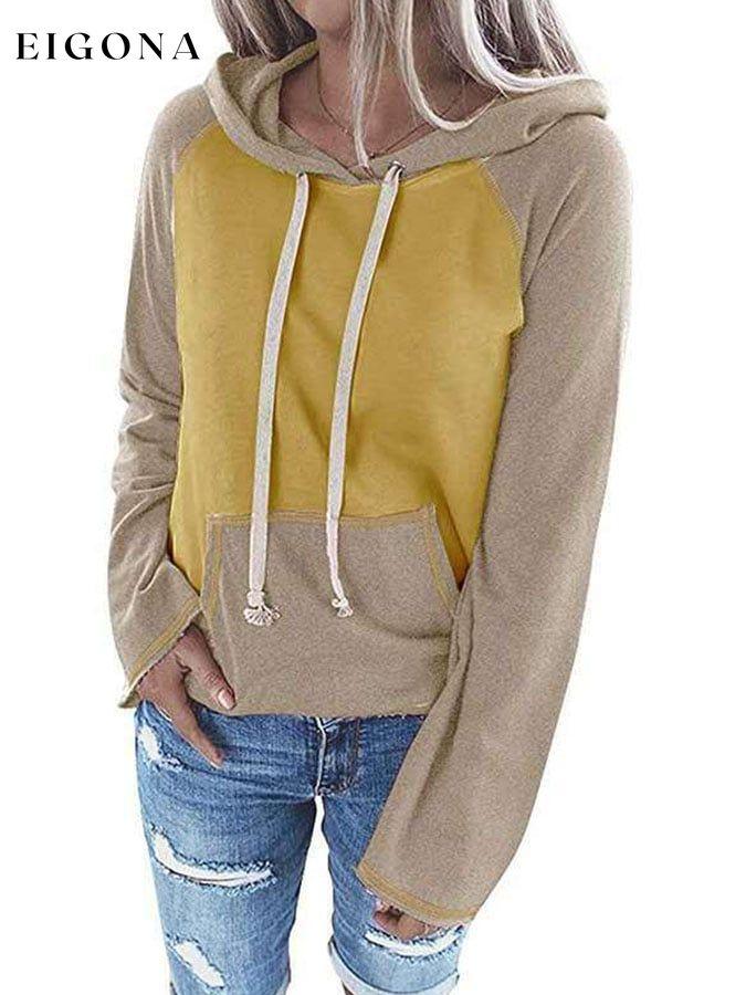 Casual Long Sleeve Hooded Colorblock Sweatshirt top tops