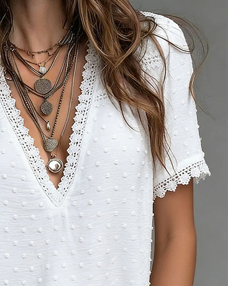 3d Polka Dot V-Neck Blouse