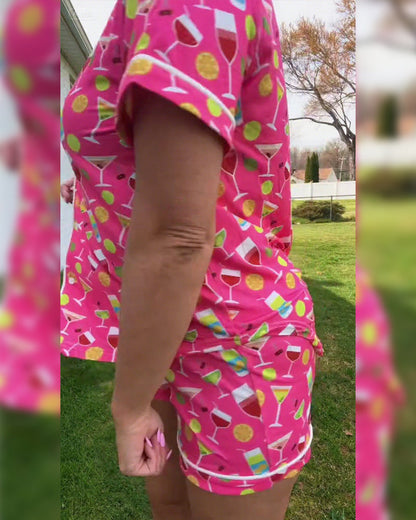 Set casual da due pezzi con stampa di bottiglie di vino