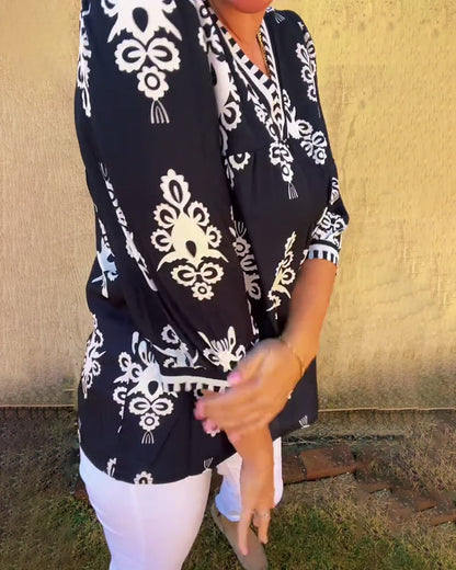 Bedruckte Bluse mit Dreiviertelärmeln