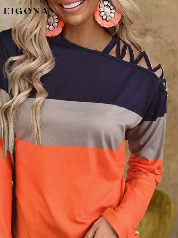 Color-Block Cross-Strap Off-The-Shoulder Top top tops