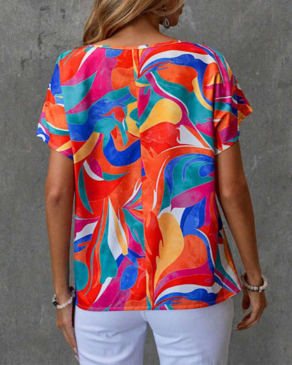 Round Neck Short Sleeve Printed T-Shirt