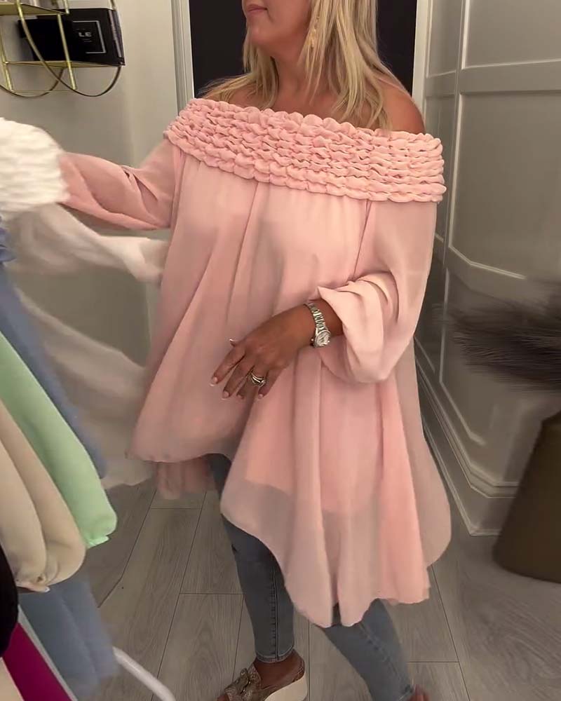 Fashion Long-Sleeved Off-Shoulder Blouse