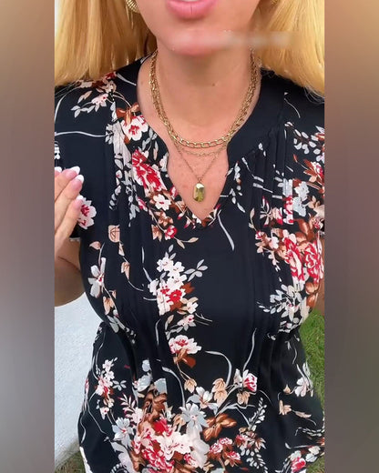 Bluse mit Puffärmeln und Blumenmuster