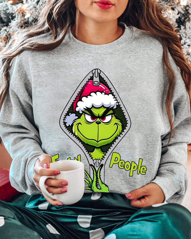 Grinch Cartoon Letters Printed Casual Sweatshirt 2024 f/w christmas grinch sweatshirts