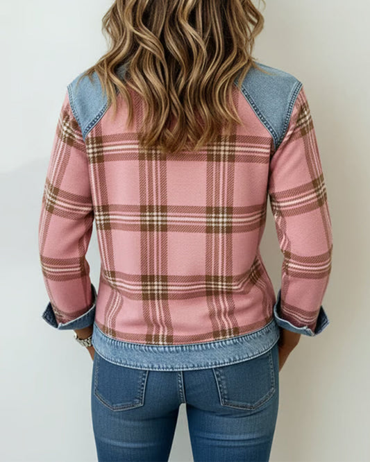 Patchwork Plaid Print Sweatshirt