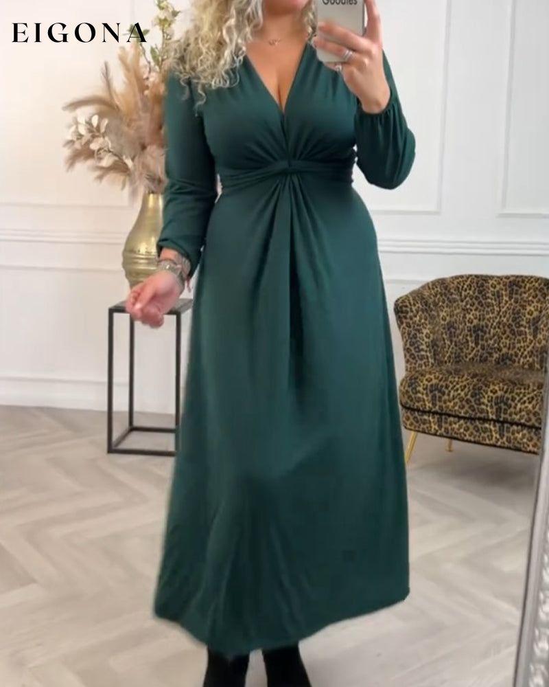 Sexy solid color Long Sleeve Dress Green 2023 f/w 23BF casual dresses Clothes Dresses