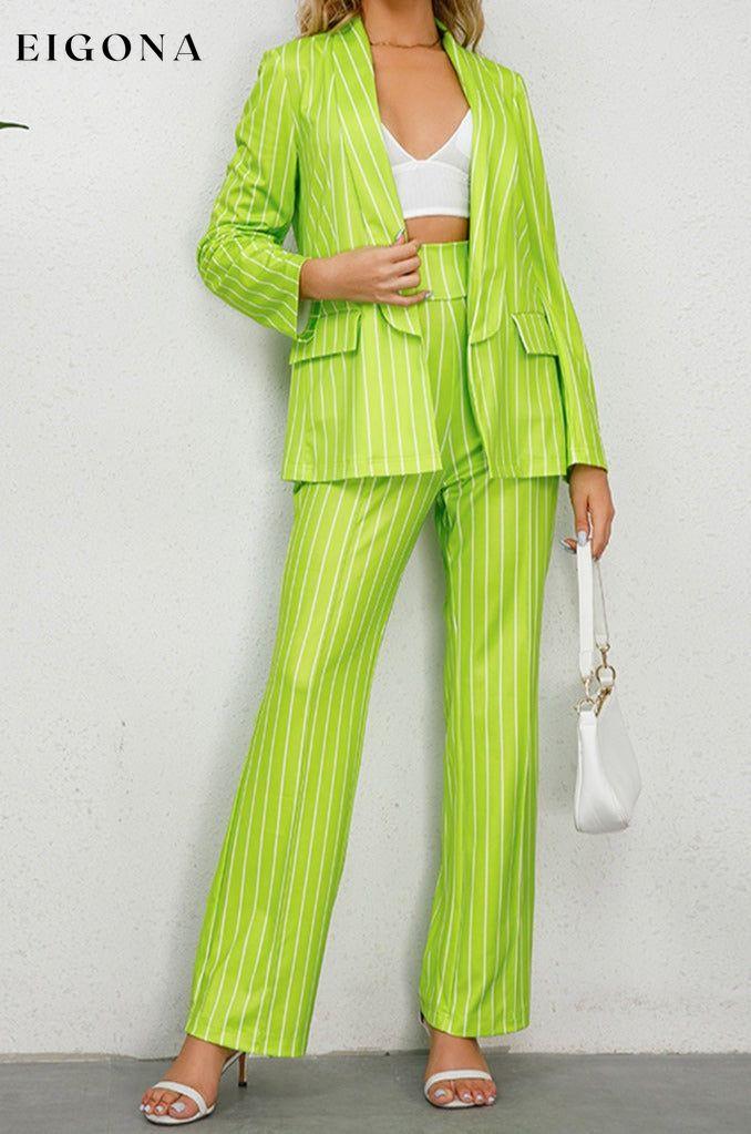 Striped Long Sleeve Top and Pants Set 2 pieces clothes H.Y.G@E setv Ship From Overseas Shipping Delay 09/29/2023 - 10/03/2023 trend