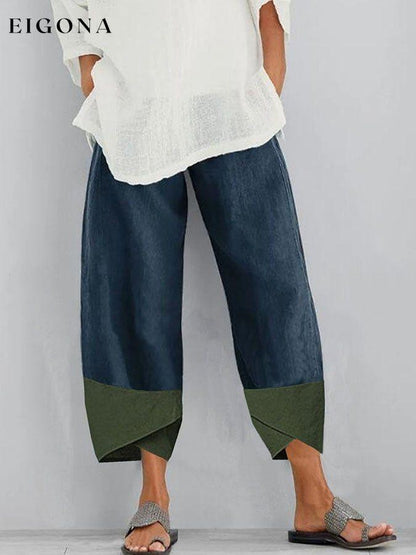 Contrast Design Casual Mid-Length Pants bottom