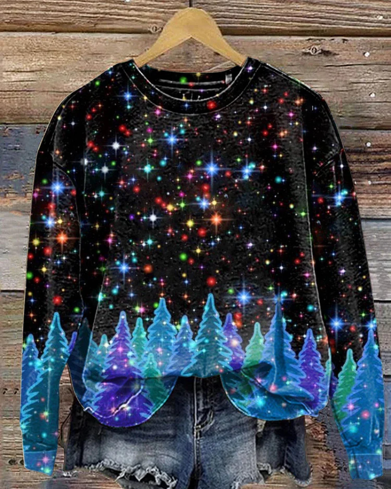 Women's Christmas Tree Pattern Neck Sweatshirt 2024 f/w christmas hoodies & sweatshirts women's christmas