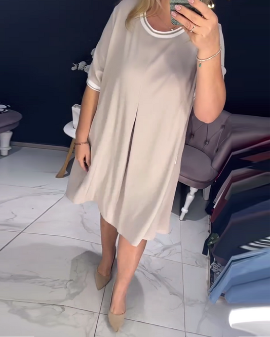 Abito casual elegante con scollo rotondo e tasca