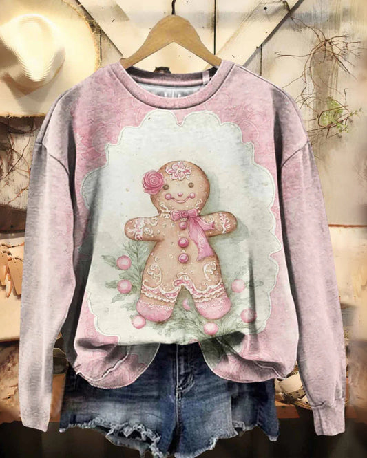 Women's Vintage Christmas Cookie Print Casual Sweatshirt 2024 f/w christmas sweatshirts