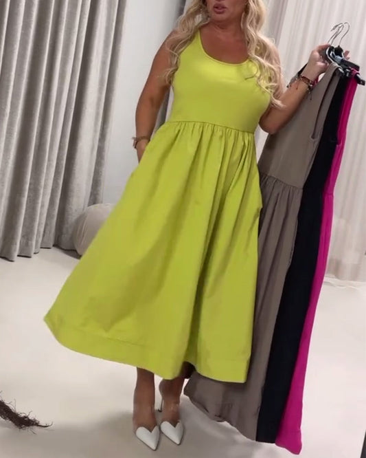 Sling-Plissee-A-Linien-Kleid