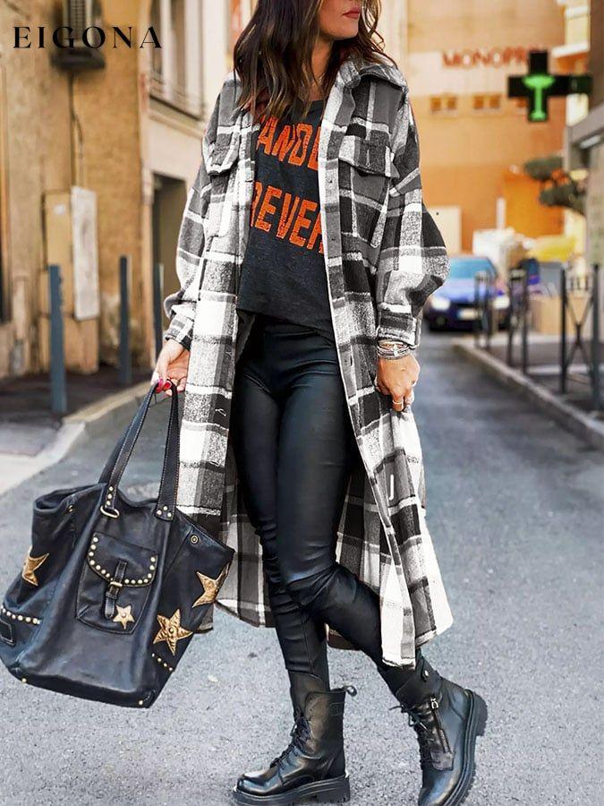 Fashion Long Sleeve Plaid Jacket top tops winter sale