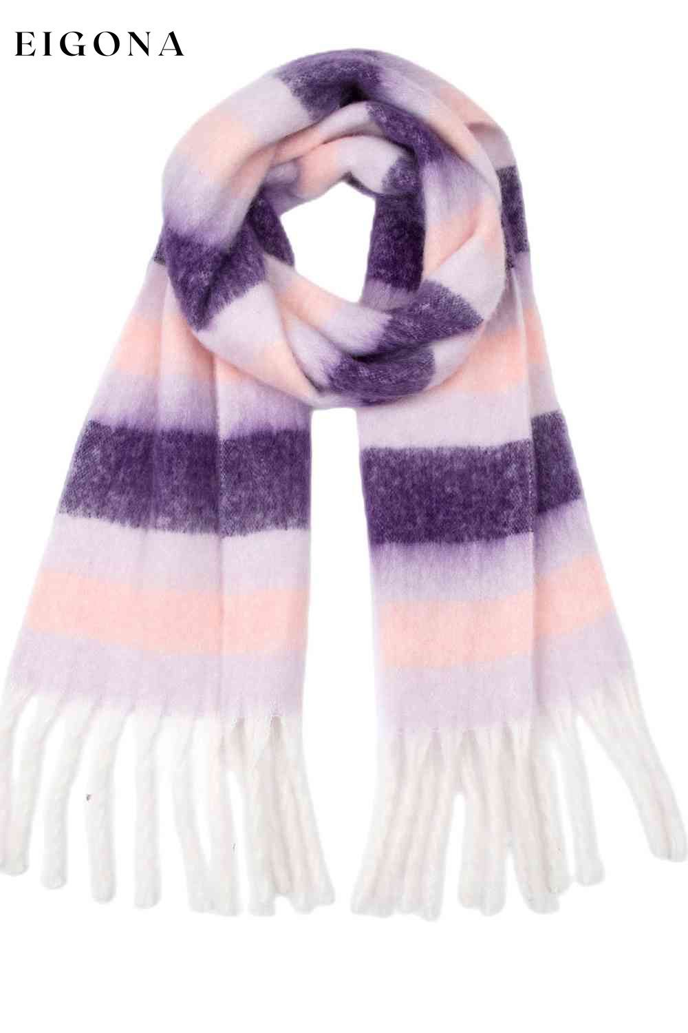 Fringe Detail Polyester Scarf Style E One Size clothes J*H misc scarf Ship From Overseas